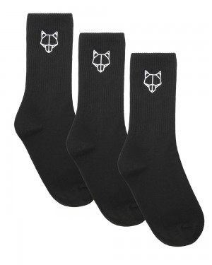 Naked Wolfe 3 Pack Mens Egyptian Cotton Socks Black Socks | 2470-TJEXZ