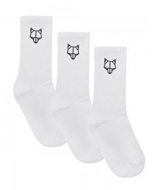 Naked Wolfe 3 Pack Mens Egyptian Cotton Socks White Socks | 3157-DGCNS