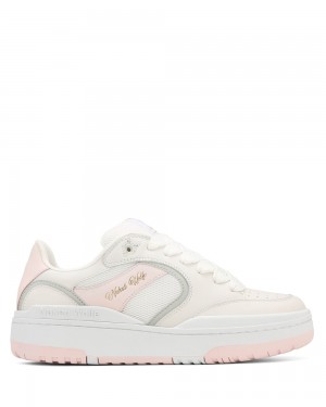 Naked Wolfe Ambition Cow Leather & Mesh White/Pink Sneakers | 1750-CRFKM