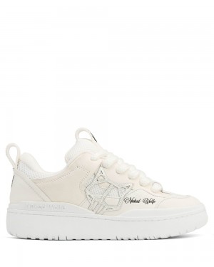 Naked Wolfe Area Genysis Leather/Mesh/Suede White Sneakers | 0421-FQTLK