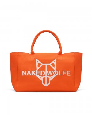 Naked Wolfe Canvas Tote Bag Orange Festival Season | 3472-IDSTH