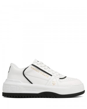 Naked Wolfe Cara White Leather Sneakers | 8325-ZSTKD