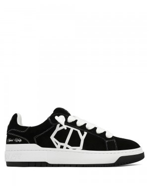 Naked Wolfe Chrome Suede Black Sneakers | 8510-KDNMQ