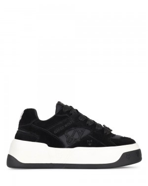 Naked Wolfe Crash Black Cow Suede Sneakers | 8215-UNJAX