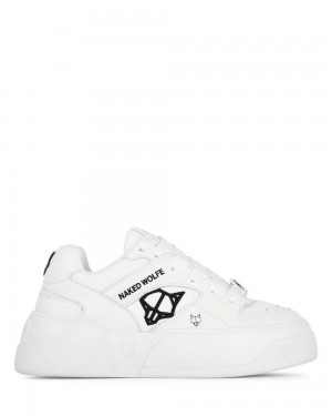 Naked Wolfe Crash White Cow Leather Sneakers | 2398-ZQWUT