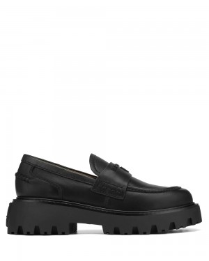 Naked Wolfe Flawed Black Leather Loafers | 4805-IRLOG