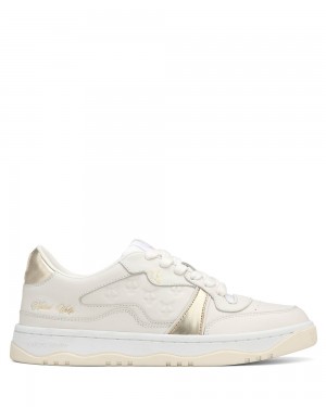 Naked Wolfe Flight Genysis Leather/Suede White/Gold Sneakers | 8197-STWLD