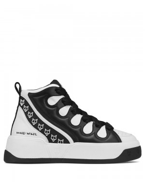 Naked Wolfe King Black/White Leather Sneakers | 5193-MVOAN