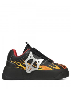 Naked Wolfe Kosa Black Flames Sneakers | 1347-OXDQC