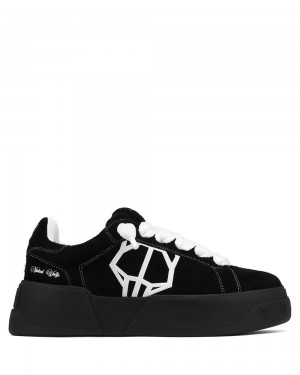 Naked Wolfe Kray Hairy Cow Suede Black Sneakers | 1870-ITRQD