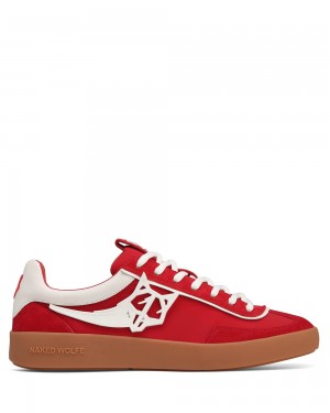 Naked Wolfe Palm Red Nylon Sneakers | 0184-IZEAK