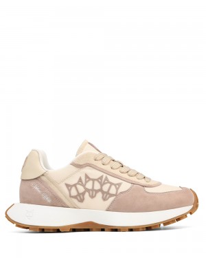 Naked Wolfe Prime Beige Nylon Suede Sneakers | 7953-QMZTV