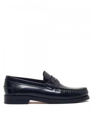 Naked Wolfe Riviera Box Leather Black Loafers | 6381-ZLSIM