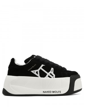 Naked Wolfe Scandal Black Hairy Cow Suede Sneakers | 1345-QUAXR