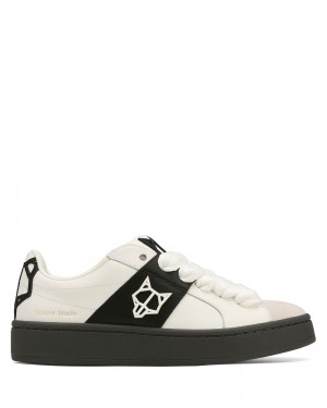 Naked Wolfe Scuba Cow Leather & Suede White Sneakers | 7520-VIAGS