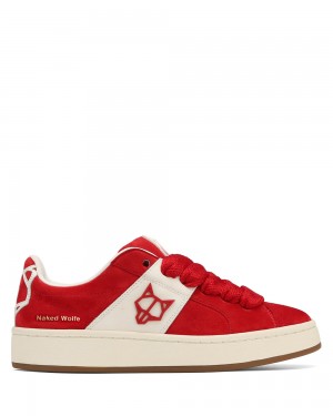 Naked Wolfe Scuba Cow Suede Red Sneakers | 8912-UAVQT