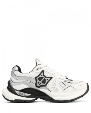 Naked Wolfe Smash White/Silver Mesh Sneakers | 2480-SFLKJ