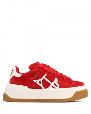 Naked Wolfe Sound Red Kid Suede Sneakers | 7462-AQMRF