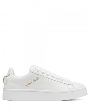 Naked Wolfe Suri Eel Print Leather White Sneakers | 9357-AXEGF