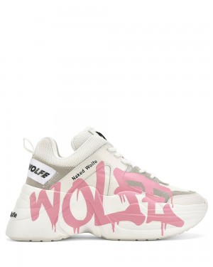 Naked Wolfe Track Logo Pink Sneakers | 9021-HDXER