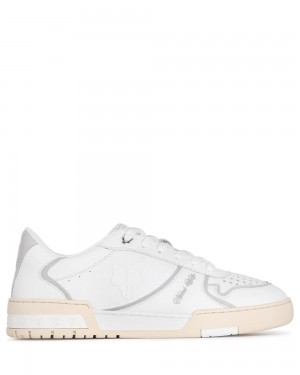 Naked Wolfe Transmission White/Grey Leather Sneakers | 4162-IBTSY