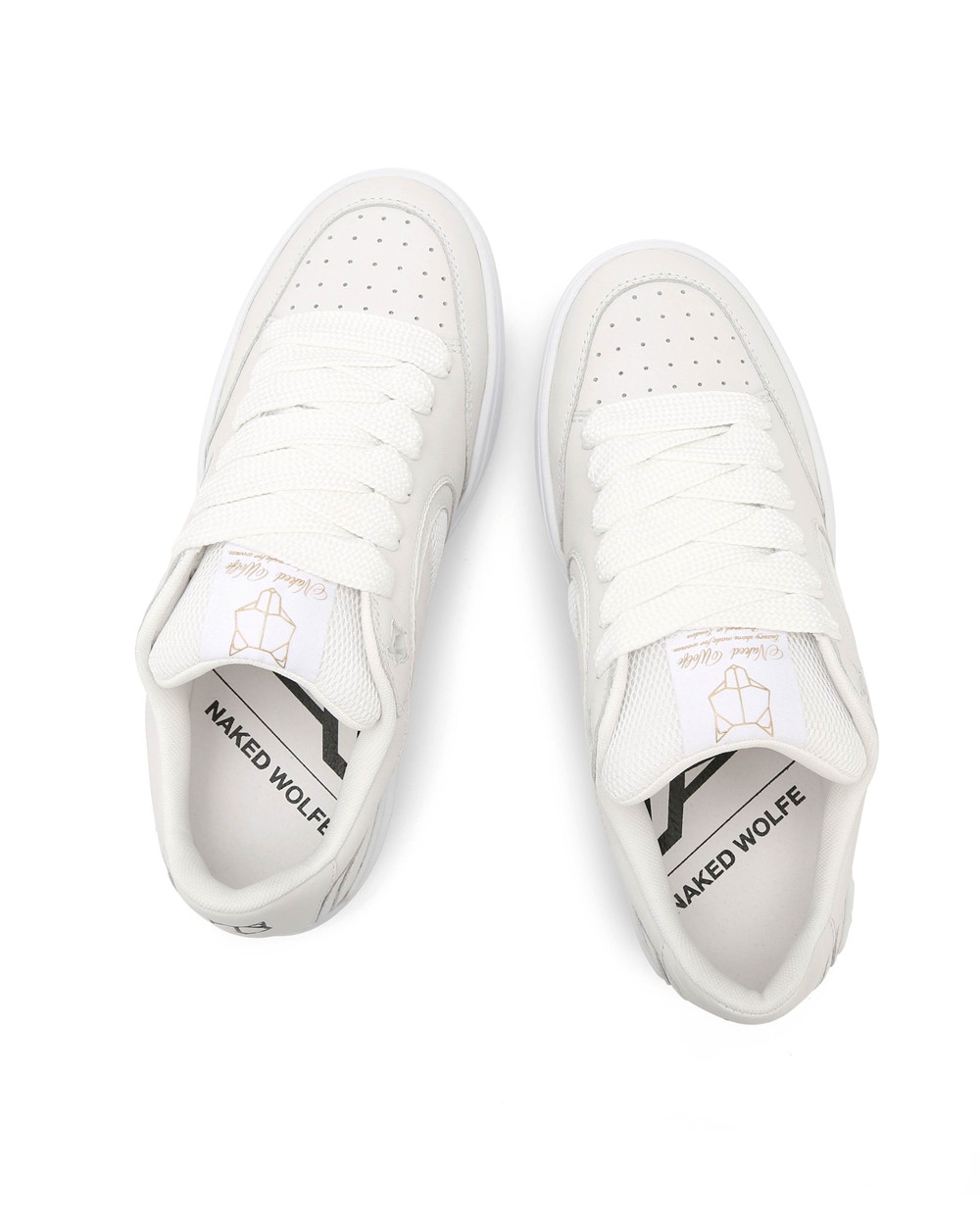 Naked Wolfe Ambition Cow Leather & Mesh White Sneakers | 2769-DQCUR