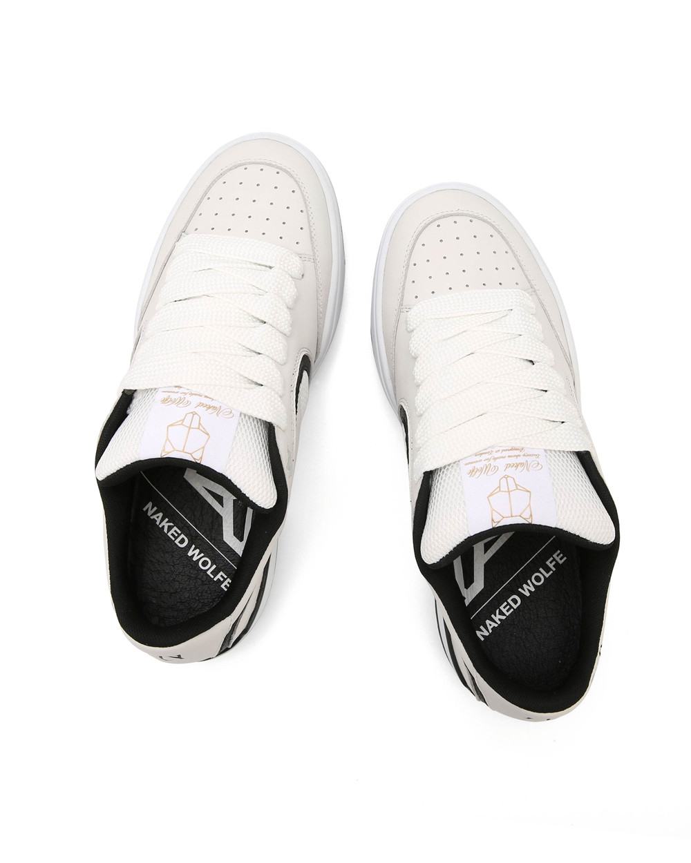 Naked Wolfe Ambition Cow Leather & Mesh White/Black Sneakers | 7648-WNBTH