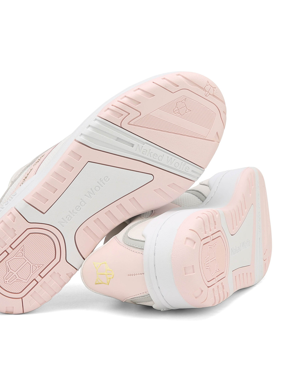 Naked Wolfe Ambition Cow Leather & Mesh White/Pink Sneakers | 1750-CRFKM