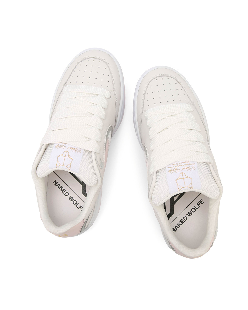 Naked Wolfe Ambition Cow Leather & Mesh White/Pink Sneakers | 1750-CRFKM