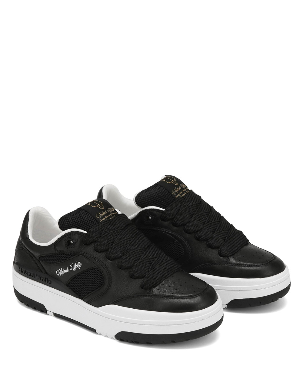 Naked Wolfe Ambition Cow Suede & Mesh Black Sneakers | 6325-XMFHG