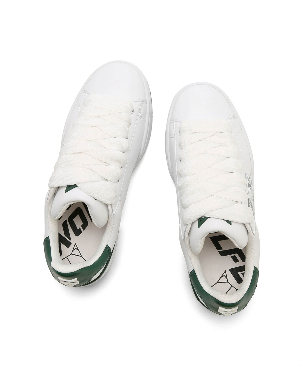 Naked Wolfe Archive White/Green Leather Sneakers | 8329-LKXMD