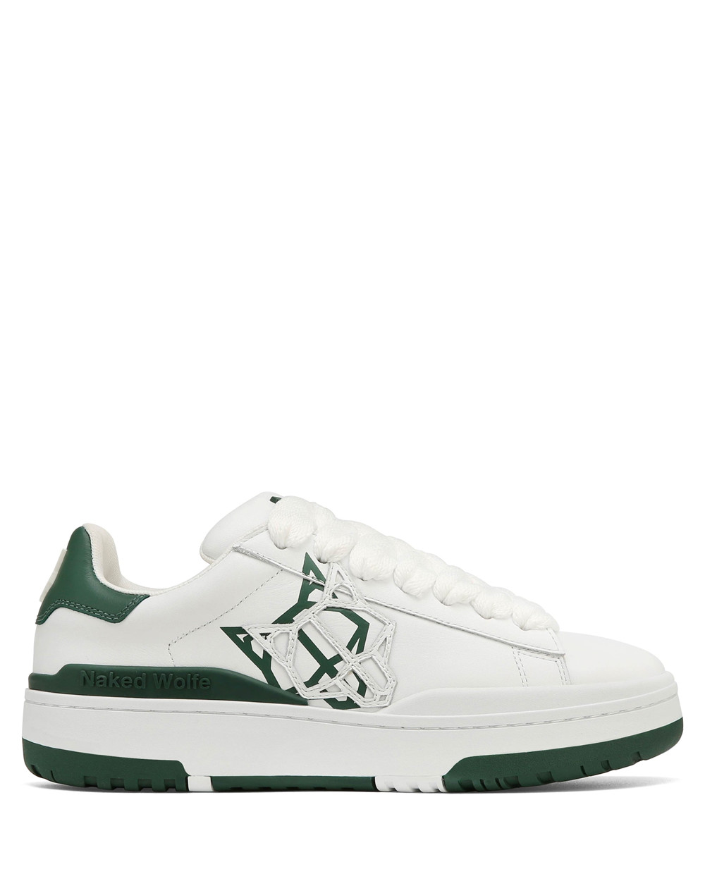 Naked Wolfe Archive White/Green Leather Sneakers | 8329-LKXMD