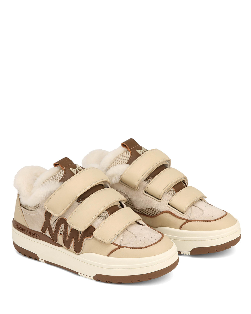 Naked Wolfe Atlanta Suede/Leather/Mesh Off White/Brown Sneakers | 9768-PQYFI