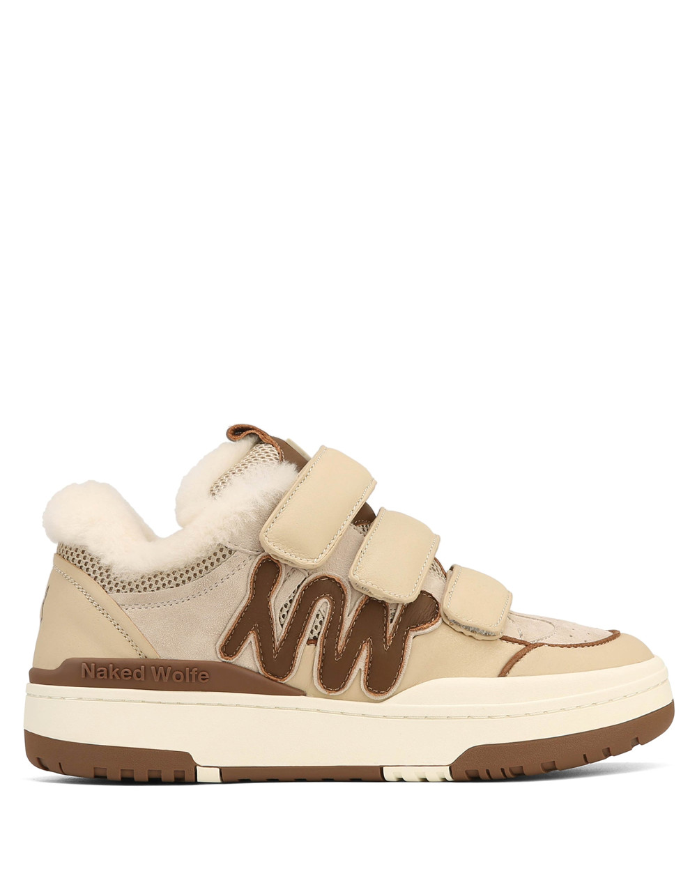 Naked Wolfe Atlanta Suede/Leather/Mesh Off White/Brown Sneakers | 9768-PQYFI