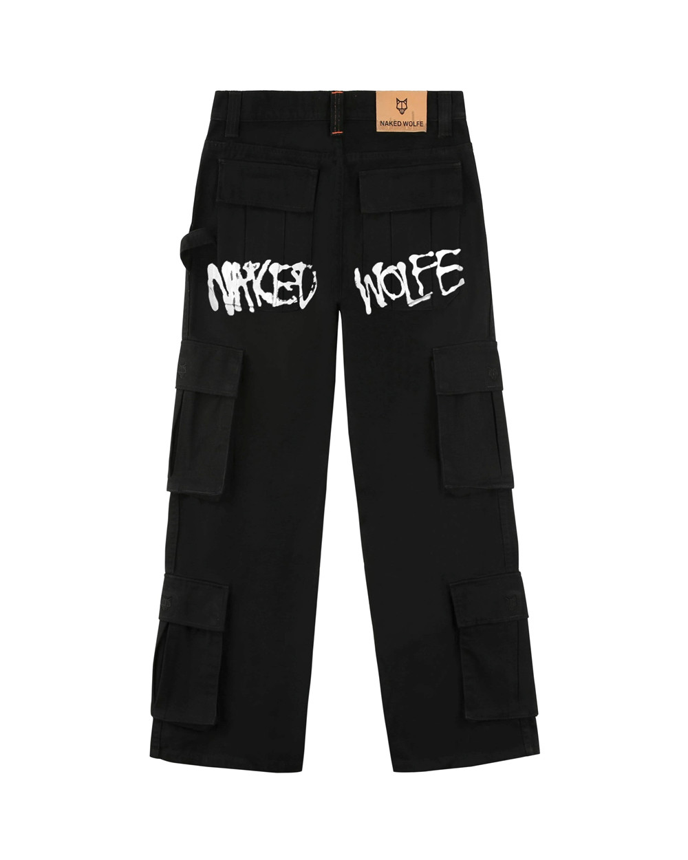 Naked Wolfe Baggy Pocket Cargo Pants Black Logo Pants | 5297-YXJGO