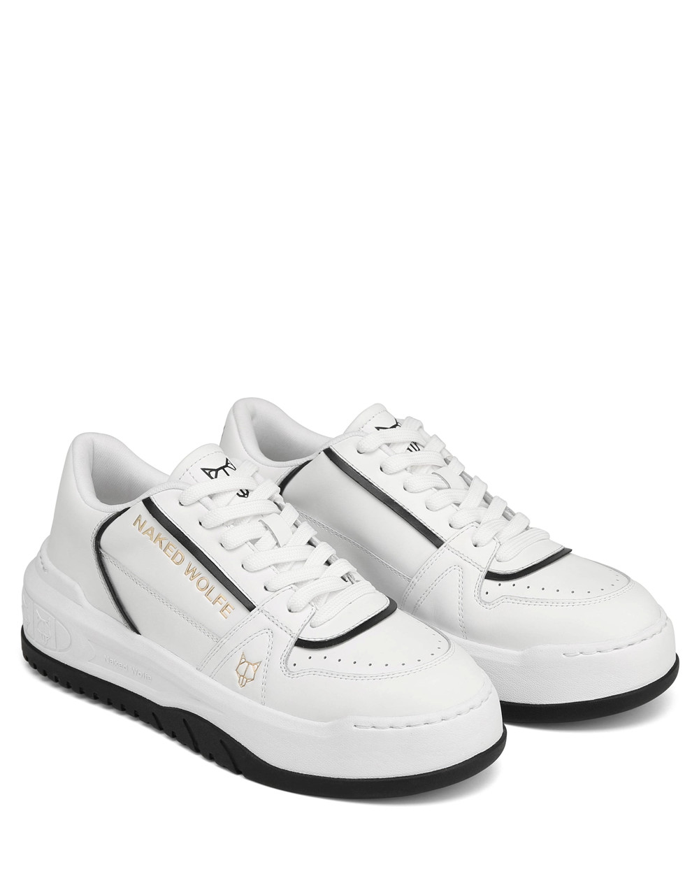 Naked Wolfe Cara White Leather Sneakers | 8325-ZSTKD