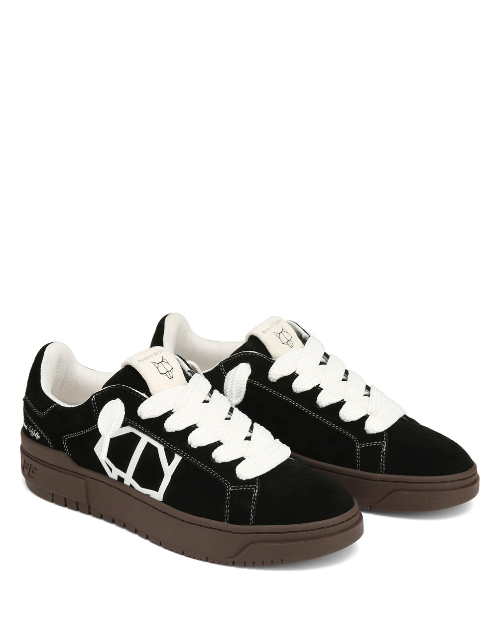 Naked Wolfe Chrome Suede Black/Dark Natural Sneakers | 6870-HQFWG