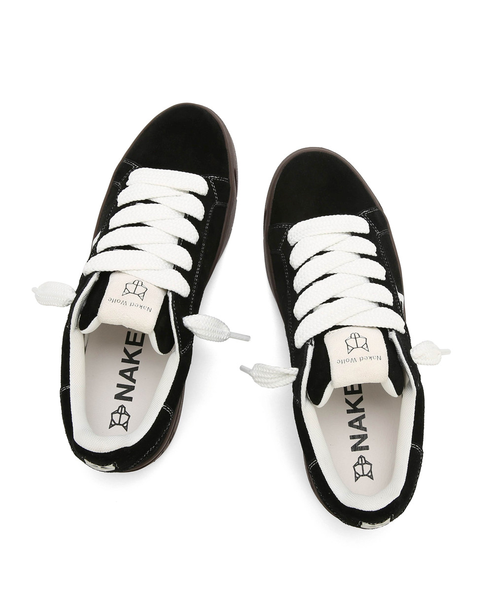 Naked Wolfe Chrome Suede Black/Dark Natural Sneakers | 6870-HQFWG