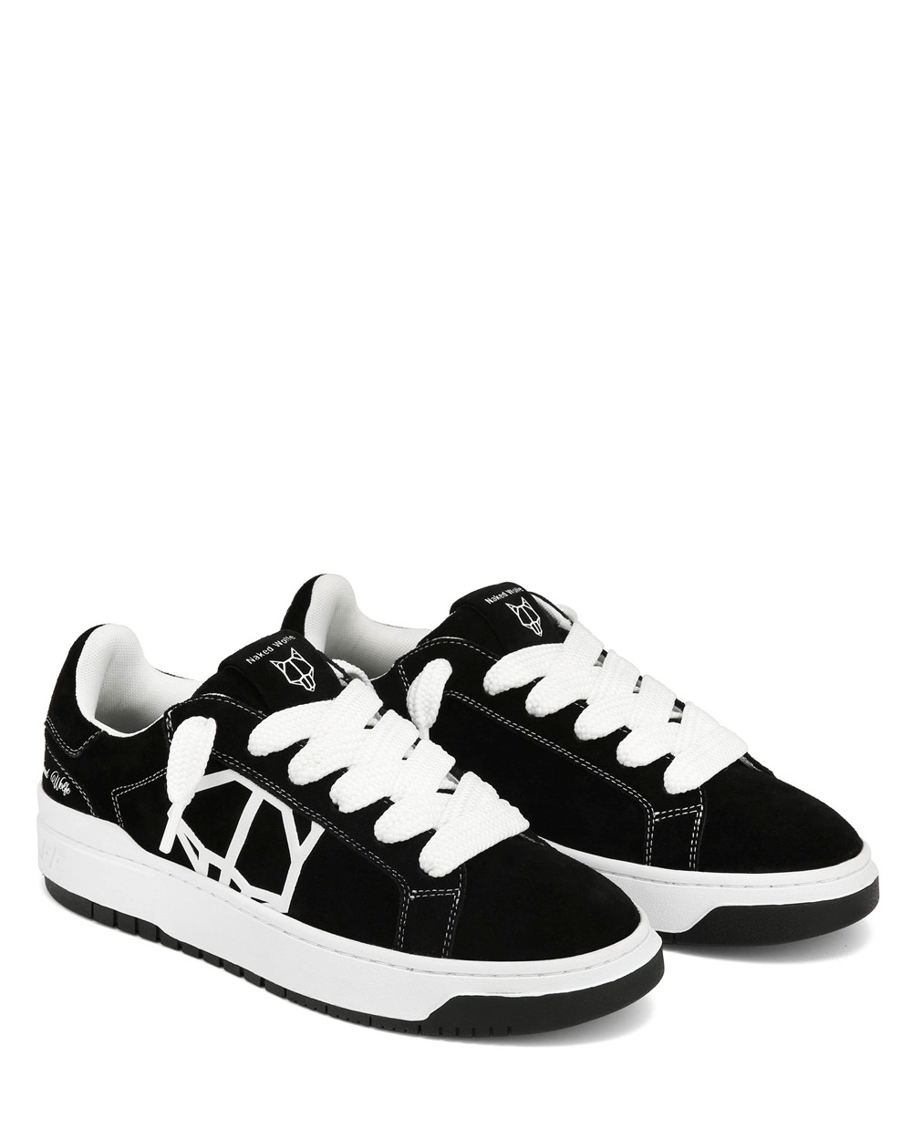 Naked Wolfe Chrome Suede Black Sneakers | 8510-KDNMQ