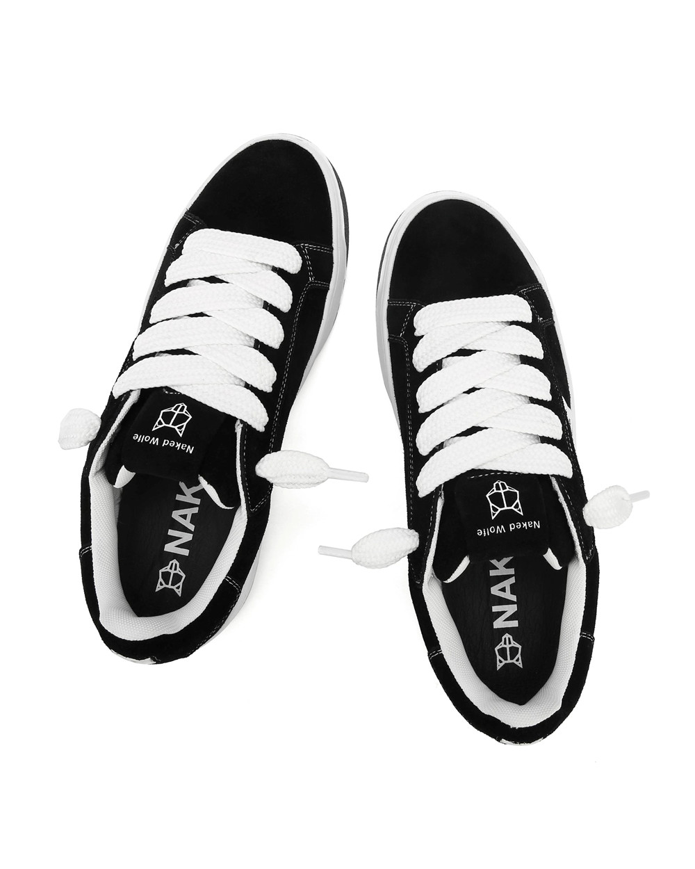 Naked Wolfe Chrome Suede Black Sneakers | 8510-KDNMQ