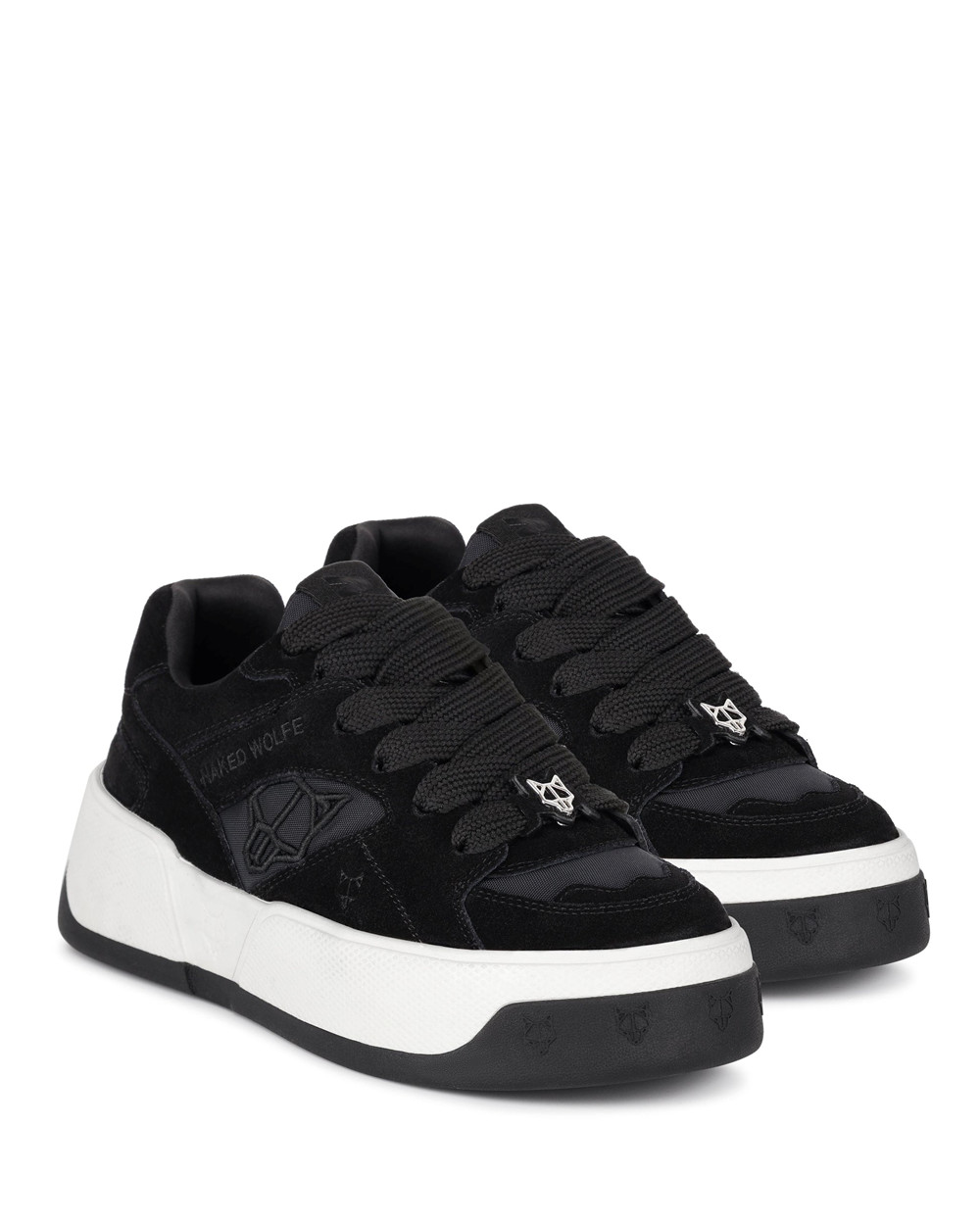 Naked Wolfe Crash Black Cow Suede Sneakers | 8215-UNJAX