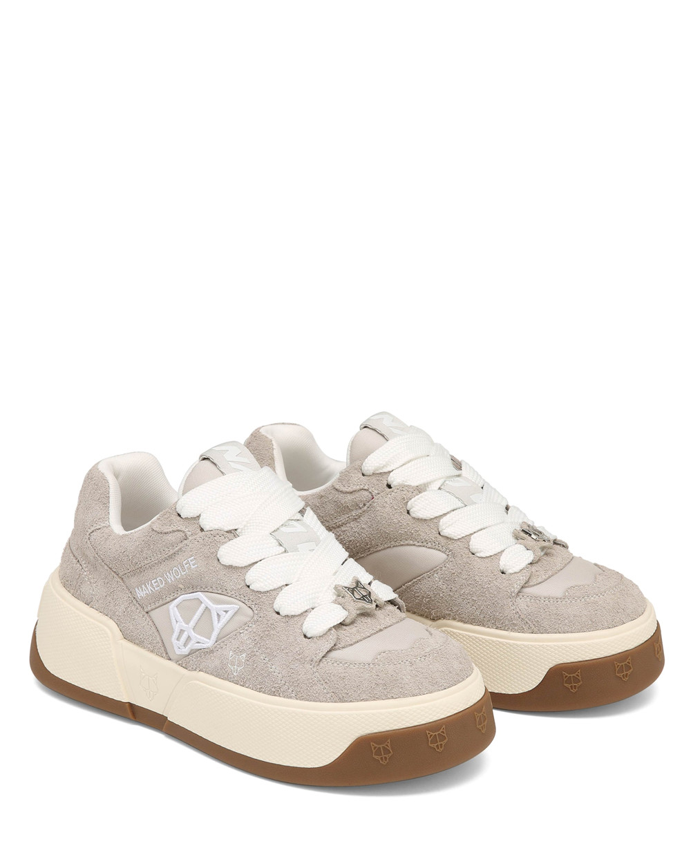 Naked Wolfe Crash Cow Suede Light Grey Sneakers | 4793-USYON