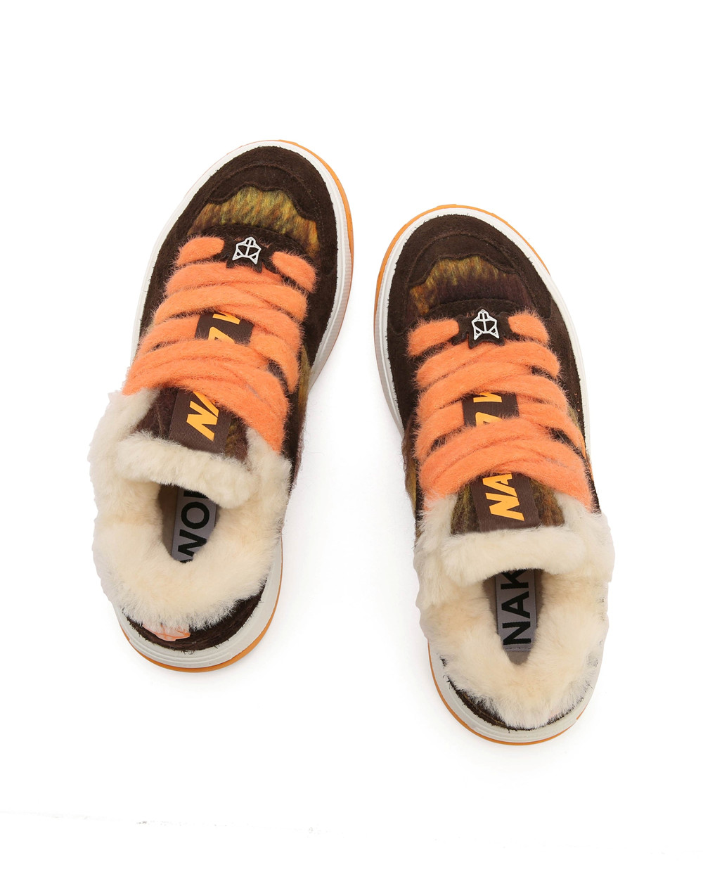 Naked Wolfe Crash Hairy Cow Suede/Wool Orange Sneakers | 2613-LBGQN