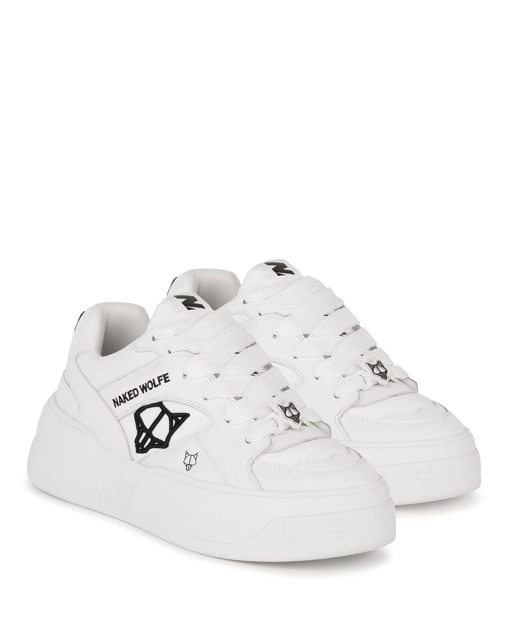 Naked Wolfe Crash White Cow Leather Sneakers | 2398-ZQWUT