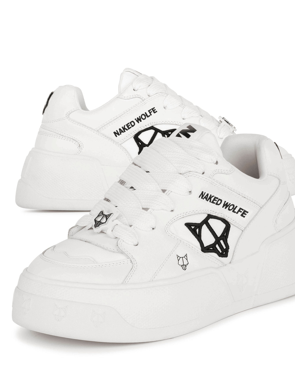 Naked Wolfe Crash White Cow Leather Sneakers | 2398-ZQWUT