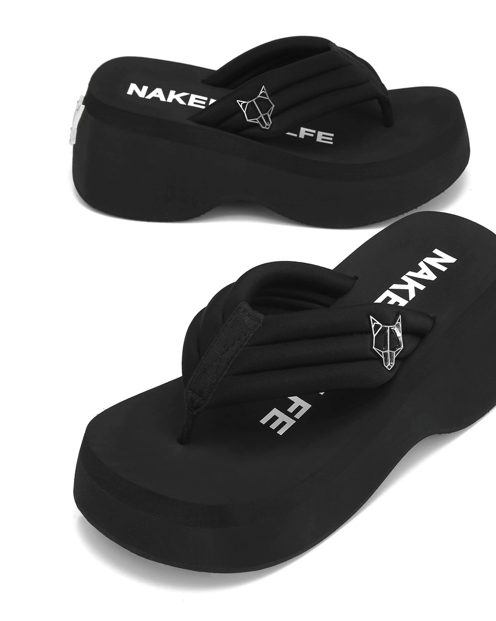 Naked Wolfe Damsel Black Lycra Sandals | 6745-OCMIH