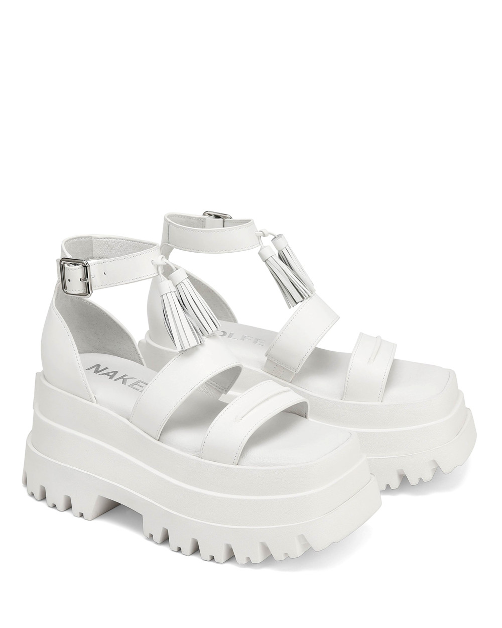 Naked Wolfe Dare White Sandals | 6157-WVRXK