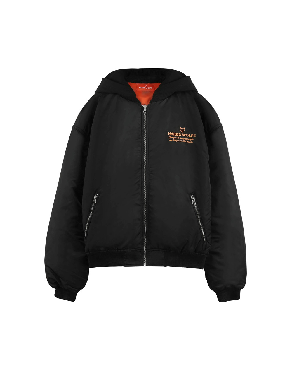 Naked Wolfe Double Sided Bomber Jacket Black/Orange Jacket | 5049-LGDIJ