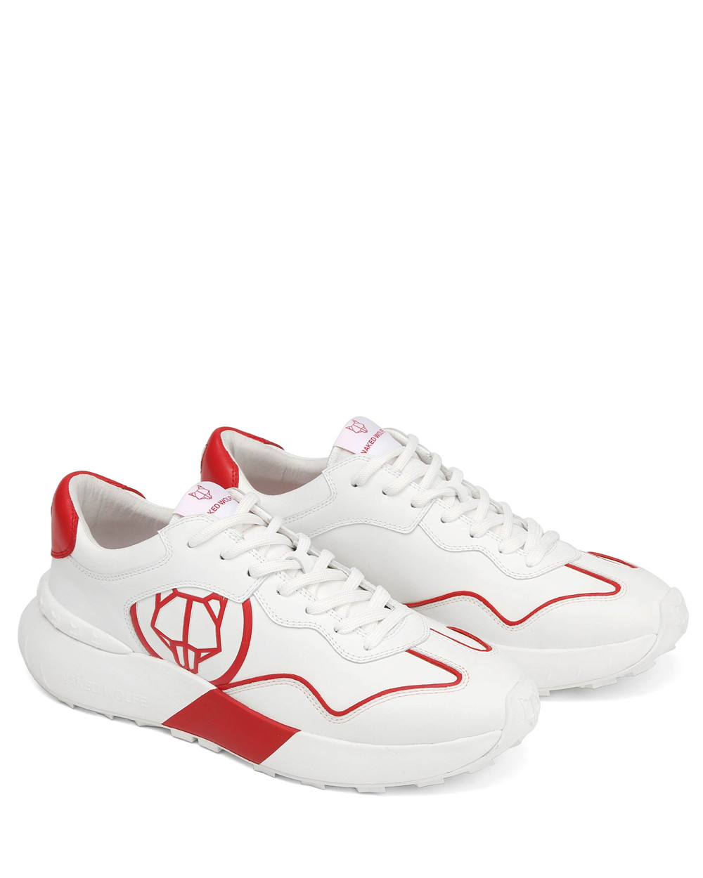 Naked Wolfe Drought White/Red Sneakers | 8092-TXVCW