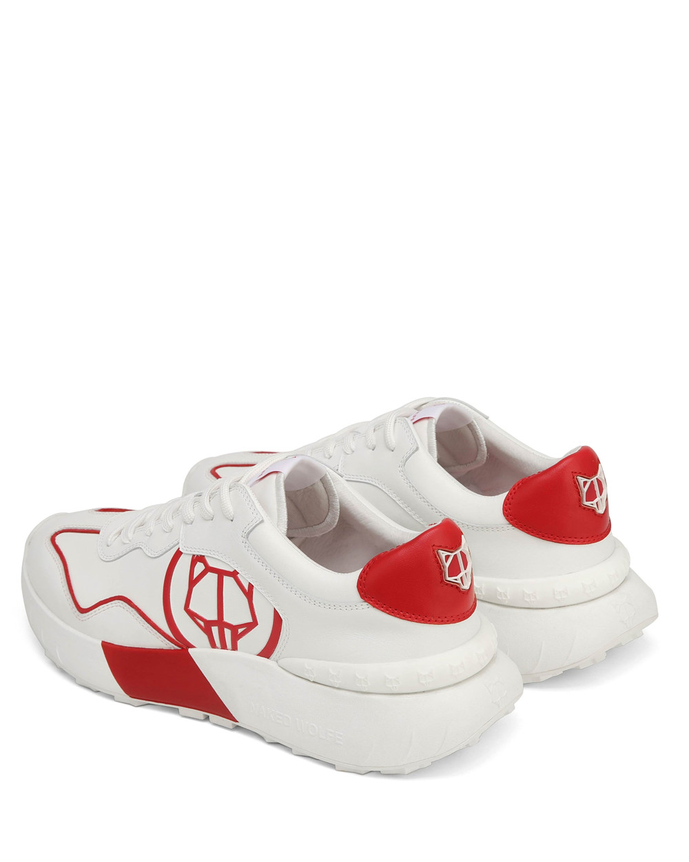 Naked Wolfe Drought White/Red Sneakers | 8092-TXVCW